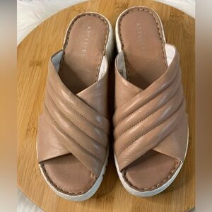 Women's Nude Leather Slide Sandal’s